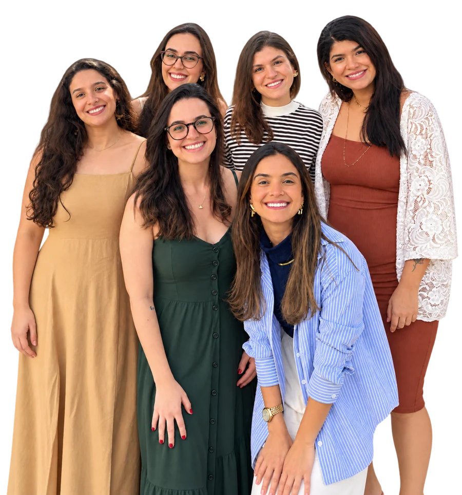 Equipe Deep Saúde: seis mulheres sorrindo, reunidas em grupo